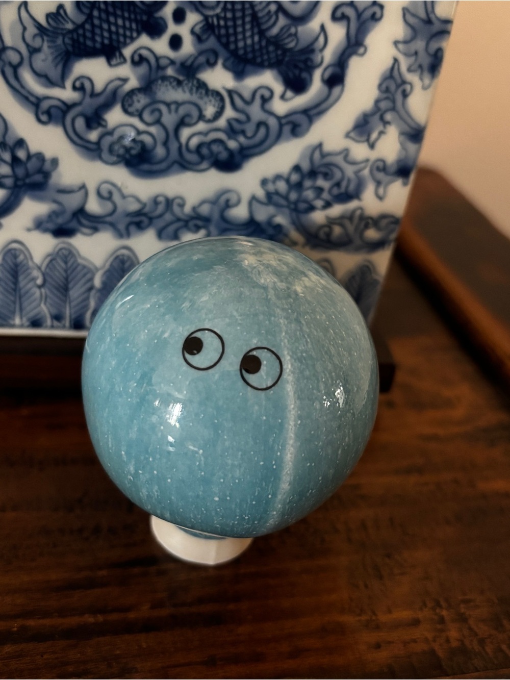 Made in Denmark Ceramic Drip Glazed Google Eyes Shelf Sitter